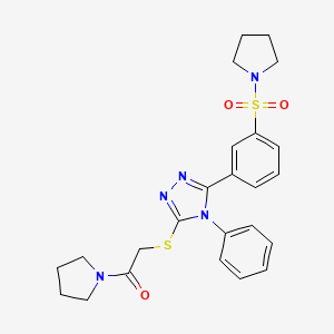 2-[[4-Phenyl-5-(3-pyrrolidin-1-ylsulfonylphenyl)-1,2,4-triazol-3-yl]sulfanyl]-1-pyrrolidin-1-ylethanone