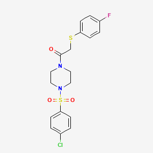 1-[4-(4-Chlorophenyl)sulfonylpiperazin-1-yl]-2-(4-fluorophenyl)sulfanylethanone