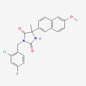 3-(2-Chloro-4-fluorobenzyl)-5-(6-methoxynaphthalen-2-yl)-5-methylimidazolidine-2,4-dione