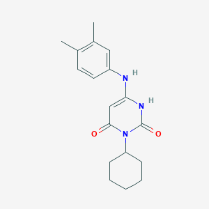 molecular formula C18H23N3O2 B10804415 3-cyclohexyl-6-[(3,4-dimethylphenyl)amino]pyrimidine-2,4(1H,3H)-dione 