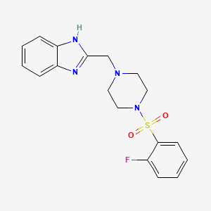 molecular formula C18H19FN4O2S B10804538 2-[[4-(2-fluorophenyl)sulfonylpiperazin-1-yl]methyl]-1H-benzimidazole 