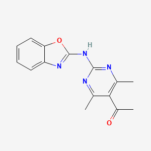 molecular formula C15H14N4O2 B10804556 1-[2-(1,3-Benzoxazol-2-ylamino)-4,6-dimethylpyrimidin-5-yl]ethanone 