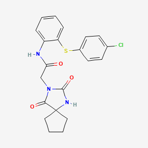 N-[2-(4-chlorophenyl)sulfanylphenyl]-2-(2,4-dioxo-1,3-diazaspiro[4.4]nonan-3-yl)acetamide