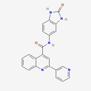 molecular formula C22H15N5O2 B10804701 N-(2-oxo-1,3-dihydrobenzimidazol-5-yl)-2-pyridin-3-ylquinoline-4-carboxamide 