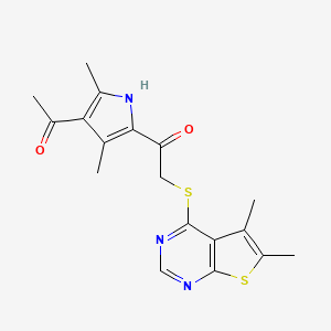 molecular formula C18H19N3O2S2 B10804789 1-(4-acetyl-3,5-dimethyl-1H-pyrrol-2-yl)-2-(5,6-dimethylthieno[2,3-d]pyrimidin-4-yl)sulfanylethanone 