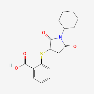 2-[(1-Cyclohexyl-2,5-dioxopyrrolidin-3-yl)sulfanyl]benzoic acid