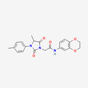 N-(2,3-dihydro-1,4-benzodioxin-6-yl)-2-[4-methyl-3-(4-methylphenyl)-2,5-dioxoimidazolidin-1-yl]acetamide