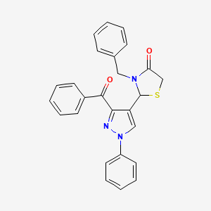 molecular formula C26H21N3O2S B10804843 2-(3-Benzoyl-1-phenylpyrazol-4-yl)-3-benzyl-1,3-thiazolidin-4-one 