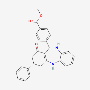 molecular formula C27H24N2O3 B10804975 Methyl 4-(7-oxo-9-phenyl-5,6,8,9,10,11-hexahydrobenzo[b][1,4]benzodiazepin-6-yl)benzoate 