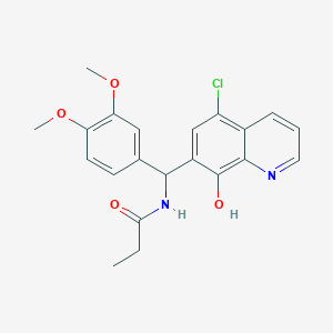 molecular formula C21H21ClN2O4 B10804979 N-[(5-chloro-8-hydroxyquinolin-7-yl)-(3,4-dimethoxyphenyl)methyl]propanamide 