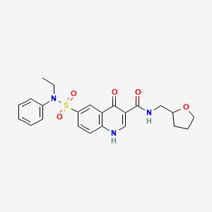 molecular formula C23H25N3O5S B10805027 6-[ethyl(phenyl)sulfamoyl]-4-oxo-N-(oxolan-2-ylmethyl)-1H-quinoline-3-carboxamide 