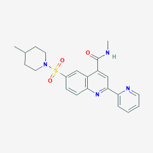 N-methyl-6-(4-methylpiperidin-1-yl)sulfonyl-2-pyridin-2-ylquinoline-4-carboxamide