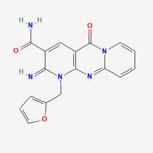 7-(furan-2-ylmethyl)-6-imino-2-oxo-1,7,9-triazatricyclo[8.4.0.03,8]tetradeca-3(8),4,9,11,13-pentaene-5-carboxamide