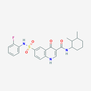 molecular formula C24H26FN3O4S B10805209 N-(2,3-Dimethylcyclohexyl)-6-[(2-fluorophenyl)sulfamoyl]-4-oxo-1,4-dihydroquinoline-3-carboxamide 