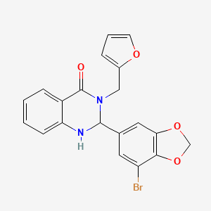 molecular formula C20H15BrN2O4 B10805217 2-(7-Bromo-1,3-benzodioxol-5-yl)-3-(furan-2-ylmethyl)-1,2-dihydroquinazolin-4-one 