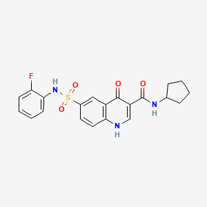 molecular formula C21H20FN3O4S B10805267 N-Cyclopentyl-6-[(2-fluorophenyl)sulfamoyl]-4-oxo-1,4-dihydroquinoline-3-carboxamide 