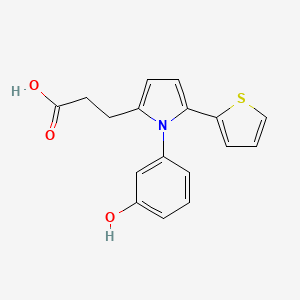 molecular formula C17H15NO3S B10805272 3-(1-(3-hydroxyphenyl)-5-(thiophen-2-yl)-1H-pyrrol-2-yl)propanoic acid 