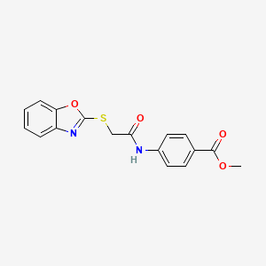 molecular formula C17H14N2O4S B10805312 Methyl 4-{[(1,3-benzoxazol-2-ylsulfanyl)acetyl]amino}benzoate 