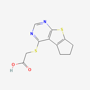 molecular formula C11H10N2O2S2 B10805325 (2,3-Dihydro-1H-8-thia-5,7-diaza-cyclopenta[a]inden-4-ylsulfanyl)-acetic acid 