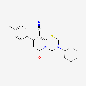 3-cyclohexyl-8-(4-methylphenyl)-6-oxo-3,4,7,8-tetrahydro-2H,6H-pyrido[2,1-b][1,3,5]thiadiazine-9-carbonitrile