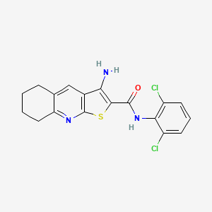 molecular formula C18H15Cl2N3OS B10805346 3-amino-N-(2,6-dichlorophenyl)-5,6,7,8-tetrahydrothieno[2,3-b]quinoline-2-carboxamide 