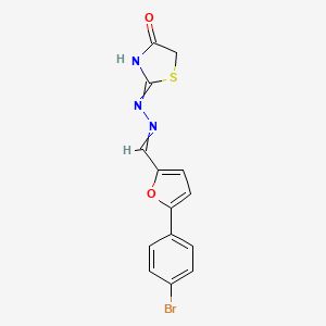 molecular formula C14H10BrN3O2S B10805353 2-[[5-(4-Bromophenyl)furan-2-yl]methylidenehydrazinylidene]-1,3-thiazolidin-4-one 