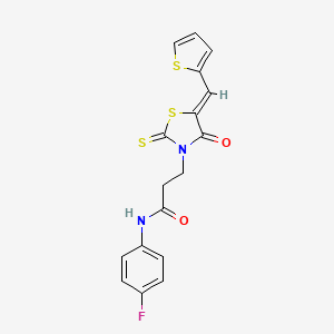 N-(4-fluorophenyl)-3-[(5Z)-4-oxo-5-(thiophen-2-ylmethylidene)-2-thioxo-1,3-thiazolidin-3-yl]propanamide