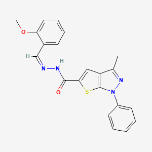 molecular formula C21H18N4O2S B10805387 N-[(Z)-(2-methoxyphenyl)methylideneamino]-3-methyl-1-phenylthieno[2,3-c]pyrazole-5-carboxamide 