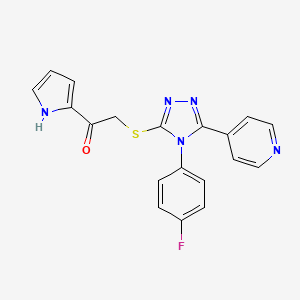 2-((4-(4-Fluorophenyl)-5-(pyridin-4-yl)-4H-1,2,4-triazol-3-yl)thio)-1-(1H-pyrrol-2-yl)ethan-1-one