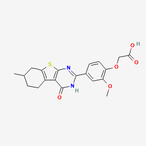 2-[2-methoxy-4-(7-methyl-4-oxo-5,6,7,8-tetrahydro-3H-[1]benzothiolo[2,3-d]pyrimidin-2-yl)phenoxy]acetic acid