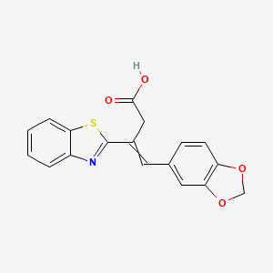 molecular formula C18H13NO4S B10805481 4-(1,3-Benzodioxol-5-yl)-3-(1,3-benzothiazol-2-yl)but-3-enoic acid 