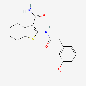 molecular formula C18H20N2O3S B10805492 2-[[2-(3-Methoxyphenyl)acetyl]amino]-4,5,6,7-tetrahydro-1-benzothiophene-3-carboxamide 