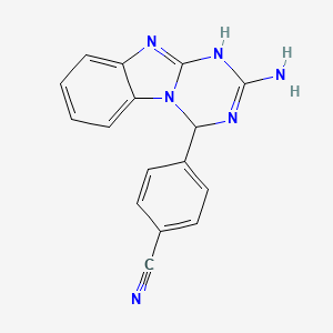 molecular formula C16H12N6 B10805493 4-(2-Amino-1,4-dihydro-[1,3,5]triazino[1,2-a]benzimidazol-4-yl)benzonitrile 