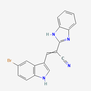 molecular formula C18H11BrN4 B10805539 2-(1H-benzimidazol-2-yl)-3-(5-bromo-1H-indol-3-yl)prop-2-enenitrile 