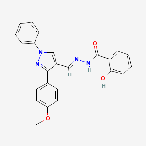 molecular formula C24H20N4O3 B10805556 2-Hydroxy-N'-((3-(4-methoxyphenyl)-1-phenyl-1H-pyrazol-4-yl)methylene)benzohydrazide 