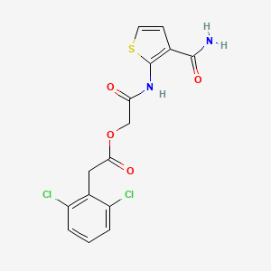 2-((3-Carbamoylthiophen-2-yl)amino)-2-oxoethyl 2-(2,6-dichlorophenyl)acetate