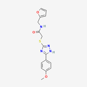 molecular formula C16H16N4O3S B10805639 N-[(furan-2-yl)methyl]-2-{[5-(4-methoxyphenyl)-4H-1,2,4-triazol-3-yl]sulfanyl}acetamide 