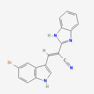 molecular formula C18H11BrN4 B10805658 2-(1H-Benzo[d]imidazol-2-yl)-3-(5-bromo-1H-indol-3-yl)acrylonitrile 