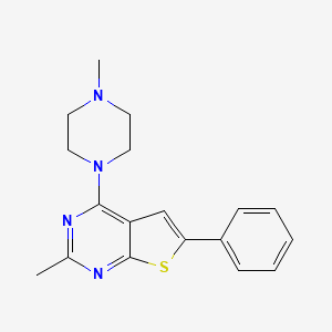 molecular formula C18H20N4S B10805691 1-Methyl-4-{2-methyl-6-phenylthieno[2,3-D]pyrimidin-4-YL}piperazine 