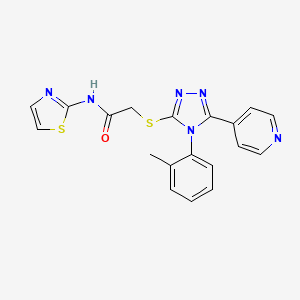 molecular formula C19H16N6OS2 B10805700 2-[[4-(2-methylphenyl)-5-pyridin-4-yl-1,2,4-triazol-3-yl]sulfanyl]-N-(1,3-thiazol-2-yl)acetamide 