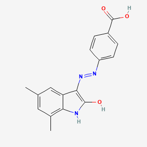 molecular formula C17H15N3O3 B10805749 4-[2-(5,7-Dimethyl-2-oxoindol-3-yl)hydrazinyl]benzoic acid 