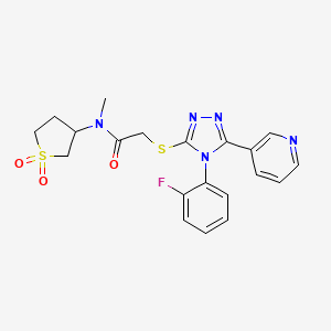 molecular formula C20H20FN5O3S2 B10805758 N-(1,1-dioxothiolan-3-yl)-2-[[4-(2-fluorophenyl)-5-pyridin-3-yl-1,2,4-triazol-3-yl]sulfanyl]-N-methylacetamide 