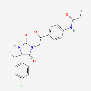 N-[4-[2-[4-(4-chlorophenyl)-4-ethyl-2,5-dioxoimidazolidin-1-yl]acetyl]phenyl]propanamide