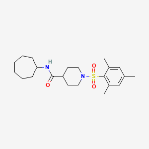 molecular formula C22H34N2O3S B10805853 N-Cycloheptyl-1-[(2,4,6-Trimethylphenyl)sulfonyl]piperidine-4-Carboxamide 