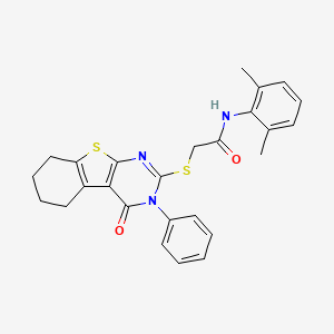 N-(2,6-dimethylphenyl)-2-(4-oxo-3-phenyl(3,5,6,7,8-pentahydrobenzo[b]thiopheno [2,3-d]pyrimidin-2-ylthio))acetamide