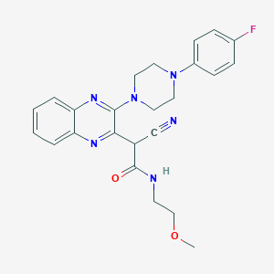 2-cyano-2-{3-[4-(4-fluorophenyl)piperazin-1-yl]quinoxalin-2-yl}-N-(2-methoxyethyl)acetamide