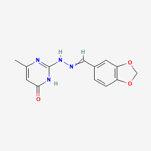 molecular formula C13H12N4O3 B10805907 2-[2-(1,3-benzodioxol-5-ylmethylidene)hydrazinyl]-4-methyl-1H-pyrimidin-6-one 