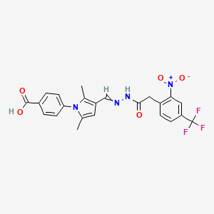 molecular formula C23H19F3N4O5 B10805951 4-[2,5-Dimethyl-3-[[[2-[2-nitro-4-(trifluoromethyl)phenyl]acetyl]hydrazinylidene]methyl]pyrrol-1-yl]benzoic acid 