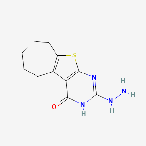 molecular formula C11H14N4OS B10805957 2-hydrazinyl-3,5,6,7,8,9-hexahydro-4H-cyclohepta[4,5]thieno[2,3-d]pyrimidin-4-one 