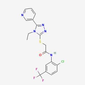 molecular formula C18H15ClF3N5OS B10806003 N-(2-Chloro-5-(trifluoromethyl)phenyl)-2-((4-ethyl-5-(pyridin-3-yl)-4H-1,2,4-triazol-3-yl)thio)acetamide 